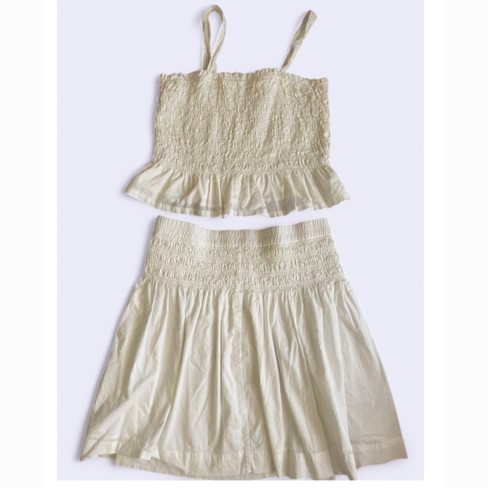 Cute white top with a skirt! Cute for spring and summer!